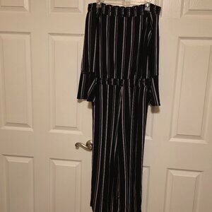 Black with white stripe pantsuit